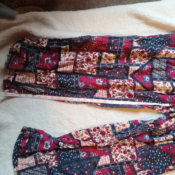 Boca Bay Floral Cropped Pajama Pants Red Blue Drawstring  with Pockets - Picture 3 of 7